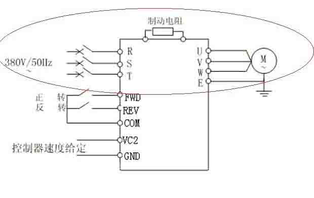 三相变频电源功能控制回路接线原理及电路图