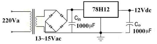 线性直流稳压电AC220V转换成DC12V的电路原理？